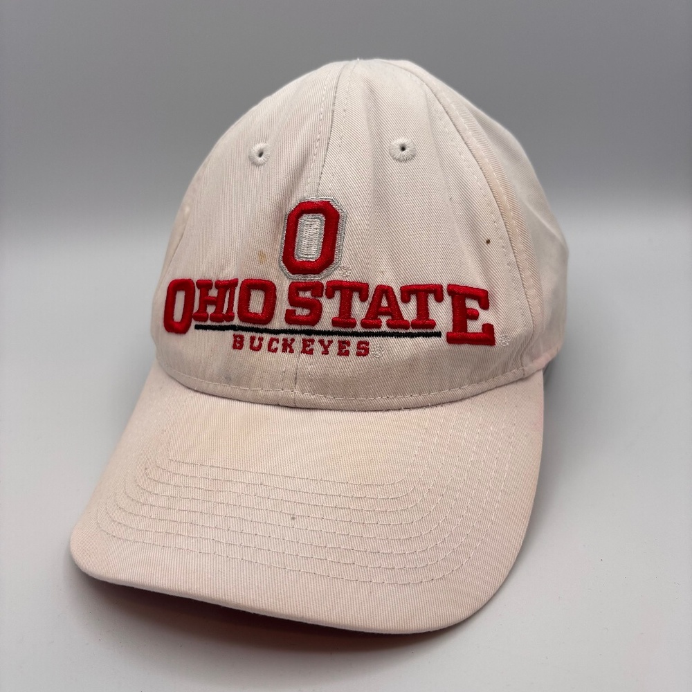 Vintage OSU Ohio State Buckeyes Bold Logo Embroidered White/Red Snapback Hat